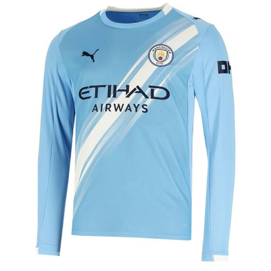 Puma Manchester City Home Long Sleeve Replica Jersey Mens Light Blue